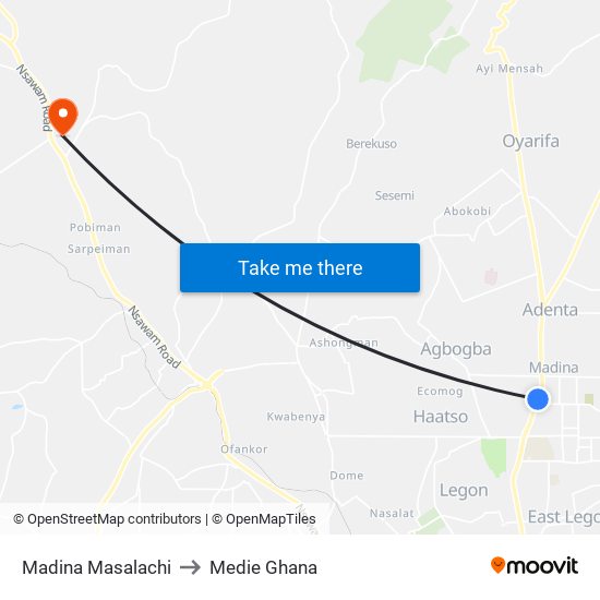 Madina Masalachi to Medie Ghana map