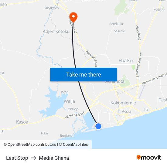 Last Stop to Medie Ghana map