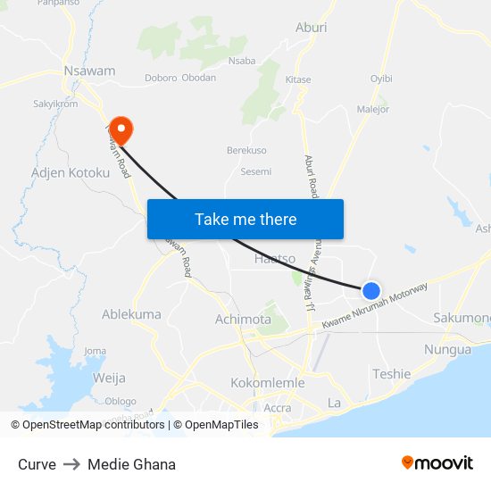 Curve to Medie Ghana map