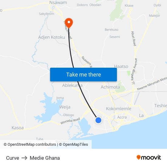 Curve to Medie Ghana map