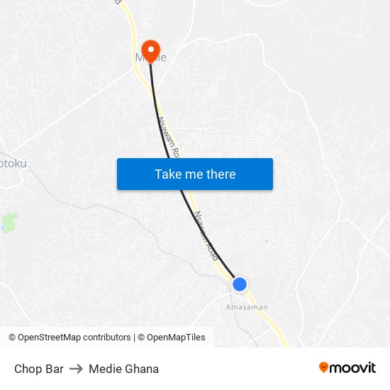 Chop Bar to Medie Ghana map