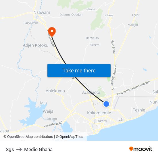 Sgs to Medie Ghana map
