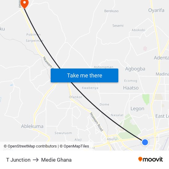 T Junction to Medie Ghana map