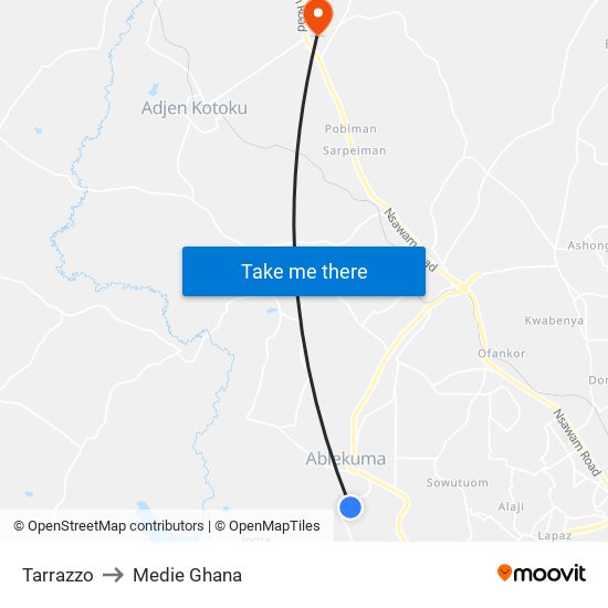 Tarrazzo to Medie Ghana map