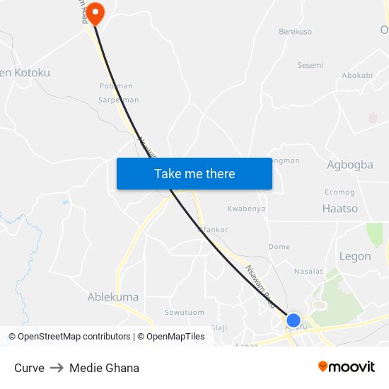 Curve to Medie Ghana map
