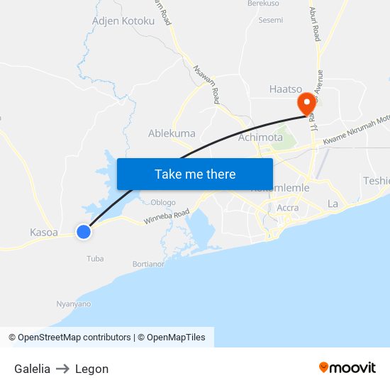 Galelia to Legon map