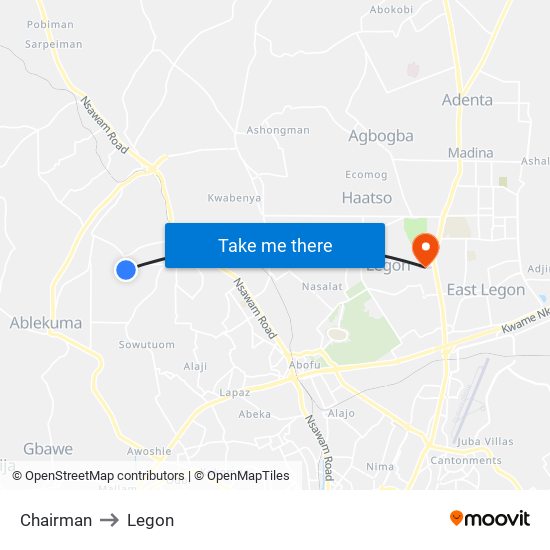 Chairman to Legon map