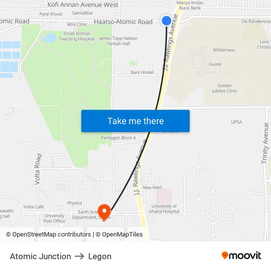 Atomic Junction to Legon map