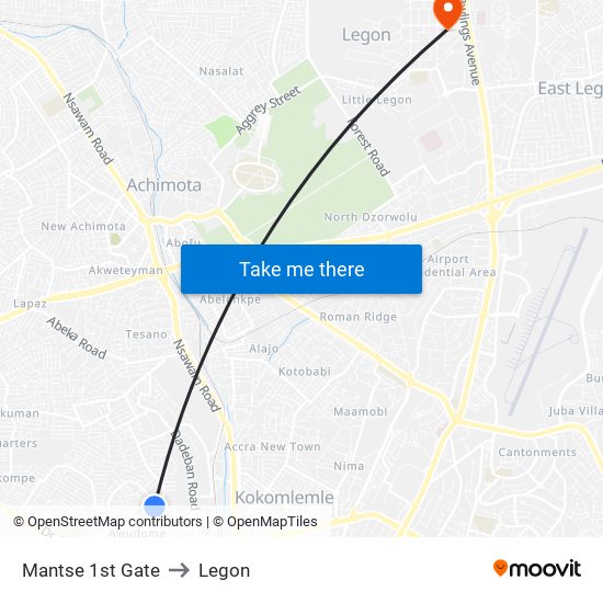 Mantse 1st Gate to Legon map