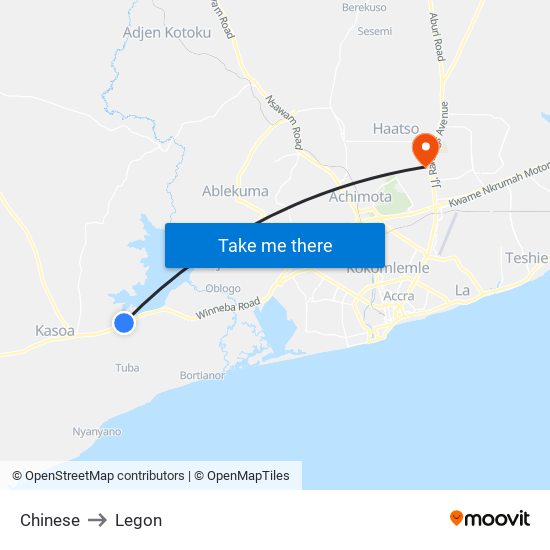 Chinese to Legon map