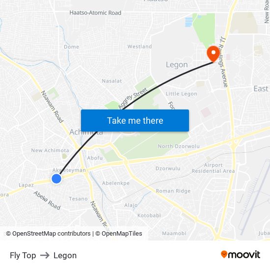 Fly Top to Legon map