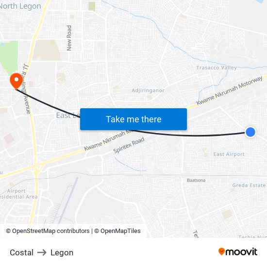 Costal to Legon map