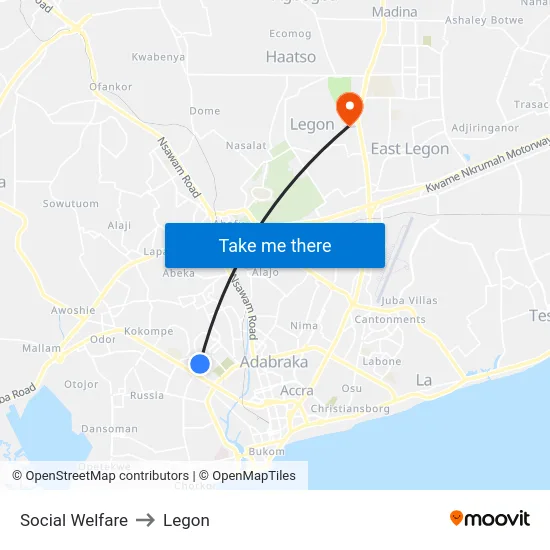 Social Welfare to Legon map