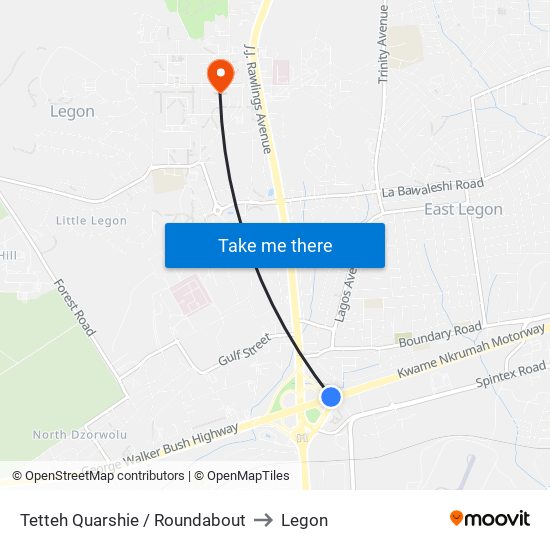 Tetteh Quarshie / Roundabout to Legon map