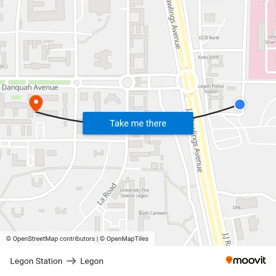 Legon Station to Legon map
