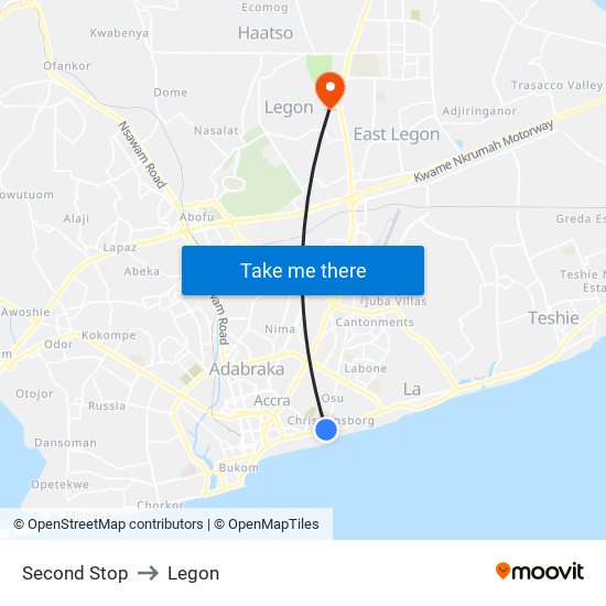 Second Stop to Legon map