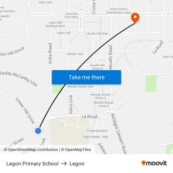 Legon Primary School to Legon map