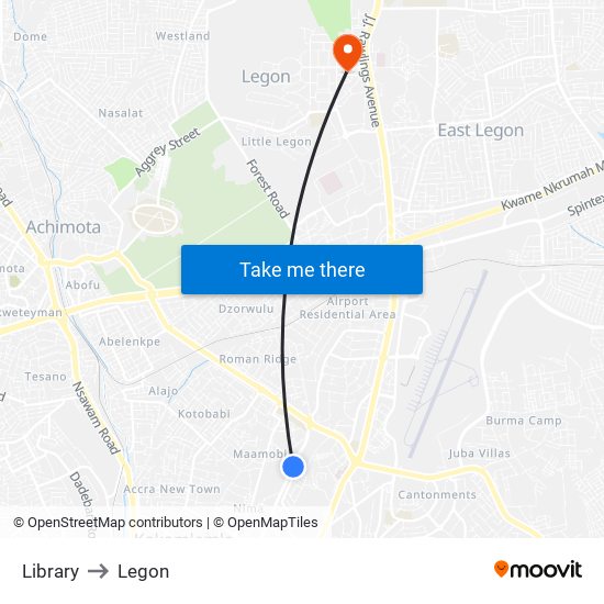 Library to Legon map