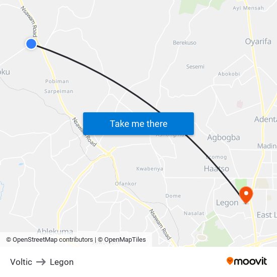 Voltic to Legon map