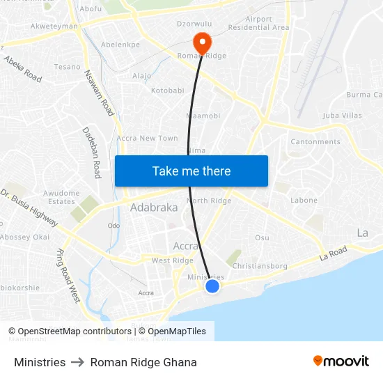Ministries to Roman Ridge Ghana map