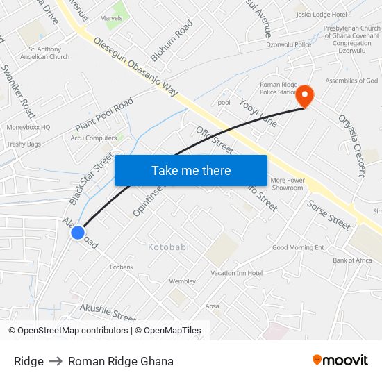 Ridge to Roman Ridge Ghana map