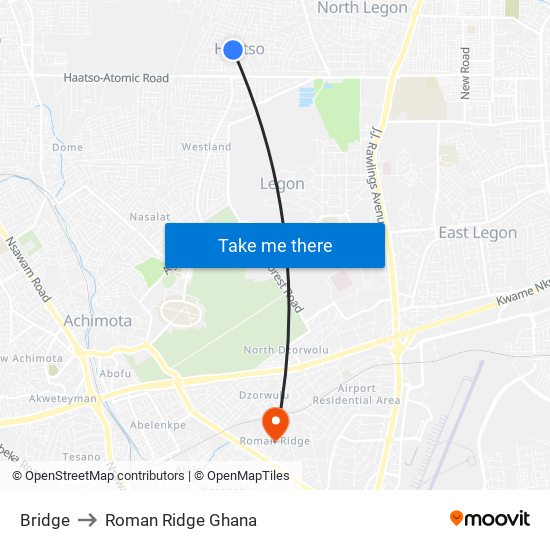 Bridge to Roman Ridge Ghana map