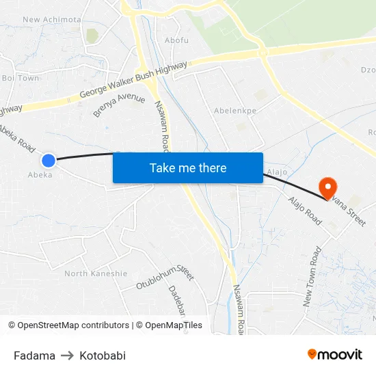 Fadama to Kotobabi map