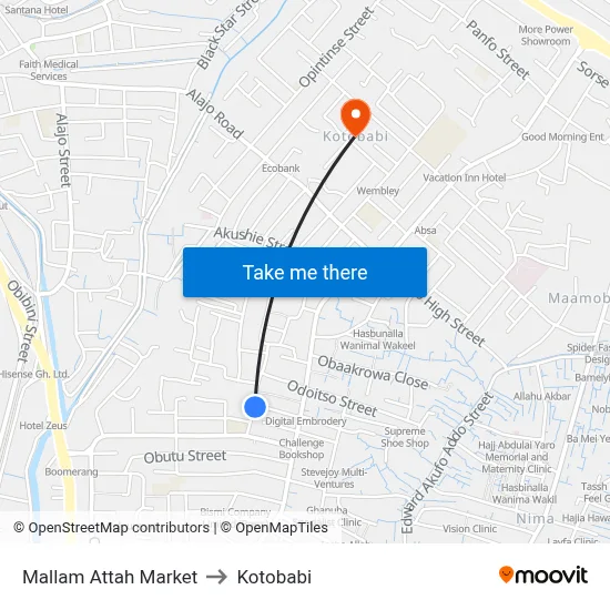 Mallam Attah Market to Kotobabi map