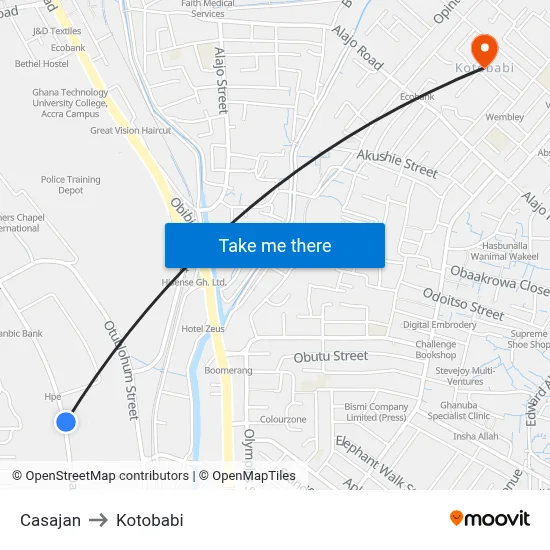 Casajan to Kotobabi map
