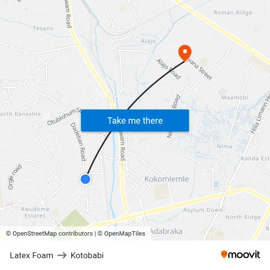 Latex Foam to Kotobabi map