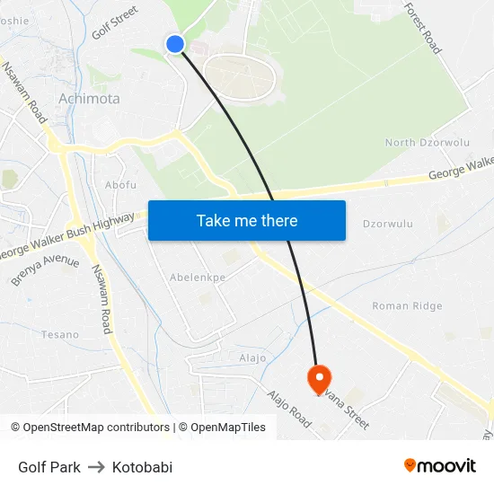 Golf Park to Kotobabi map