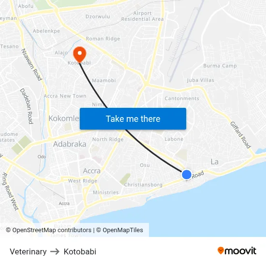 Veterinary to Kotobabi map