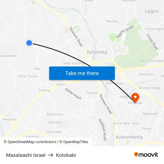 Masalaashi Israel to Kotobabi map