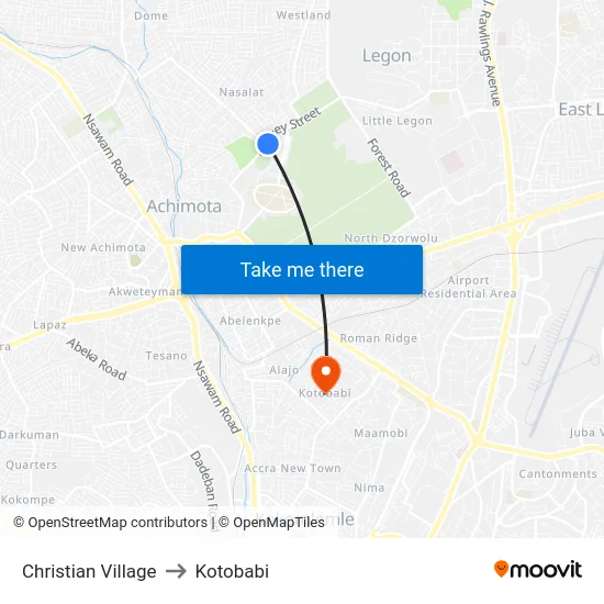 Christian Village to Kotobabi map