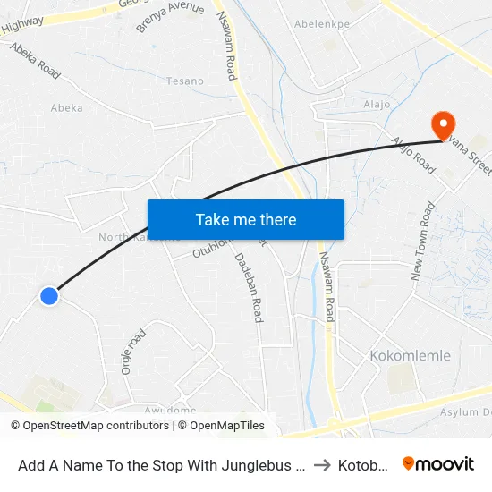 Add A Name To the Stop With Junglebus App to Kotobabi map