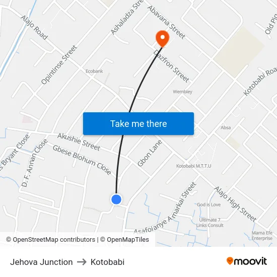 Jehova Junction to Kotobabi map
