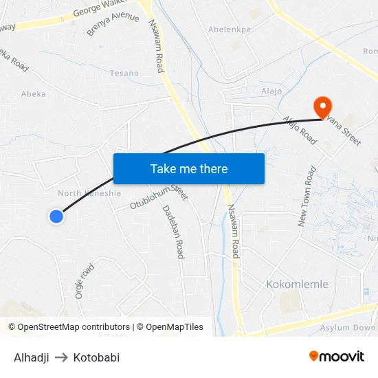 Alhadji to Kotobabi map