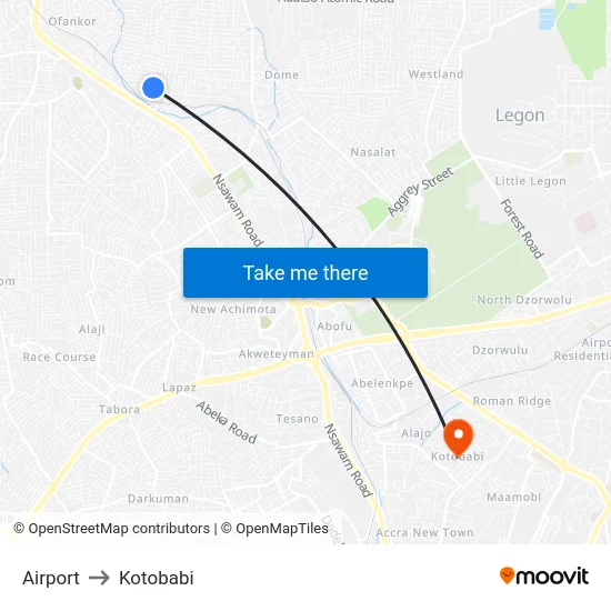 Airport to Kotobabi map