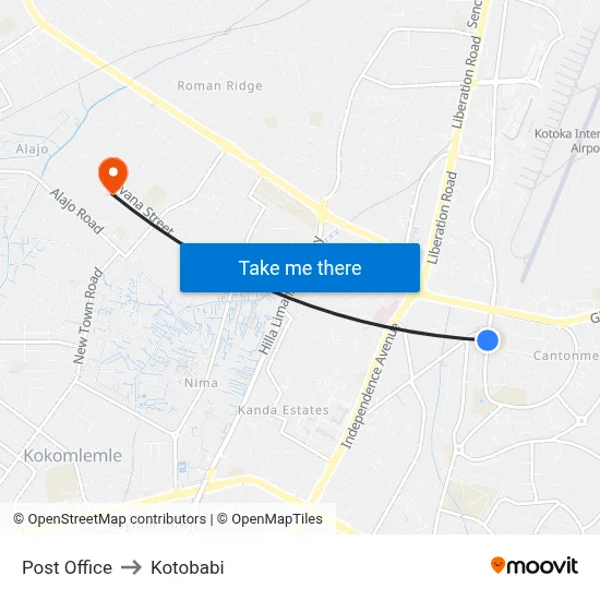 Post Office to Kotobabi map