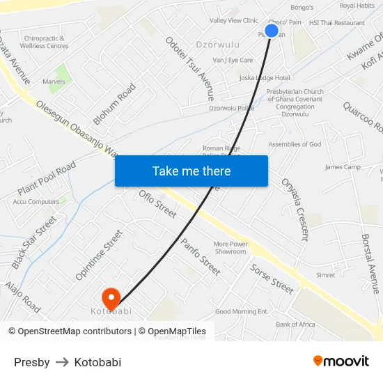 Presby to Kotobabi map