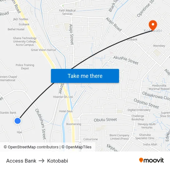Access Bank to Kotobabi map