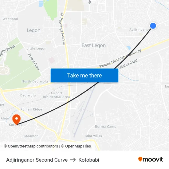 Adjiringanor Second Curve to Kotobabi map