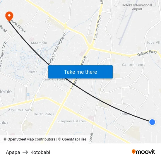 Apapa to Kotobabi map