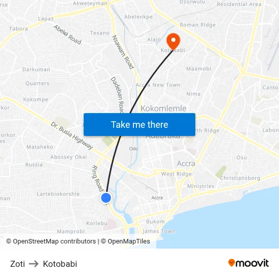 Zoti to Kotobabi map