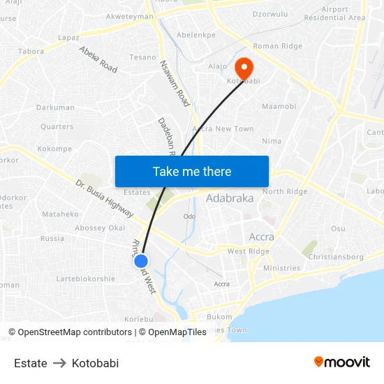 Estate to Kotobabi map