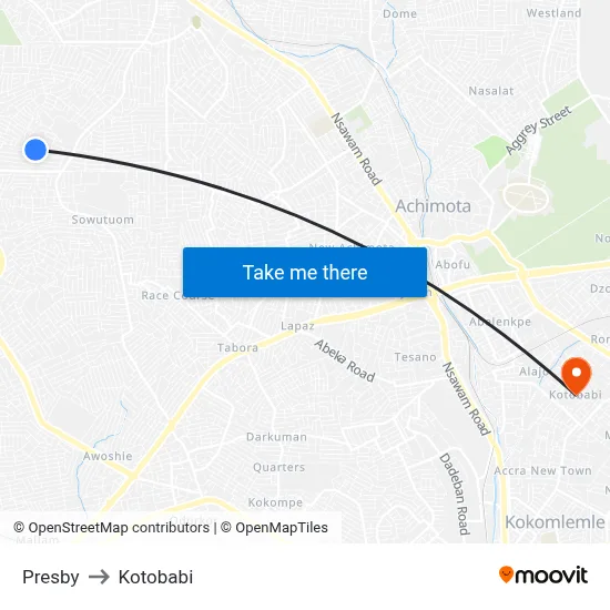 Presby to Kotobabi map