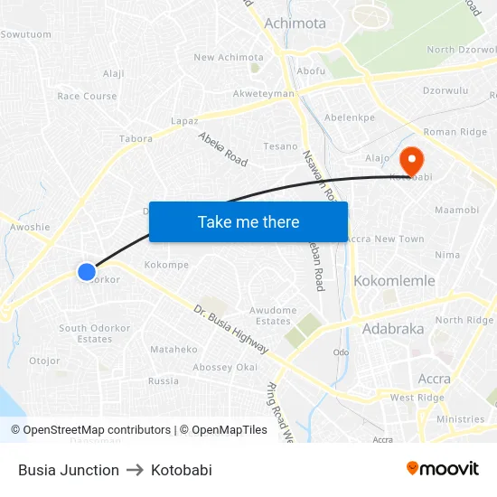 Busia Junction to Kotobabi map