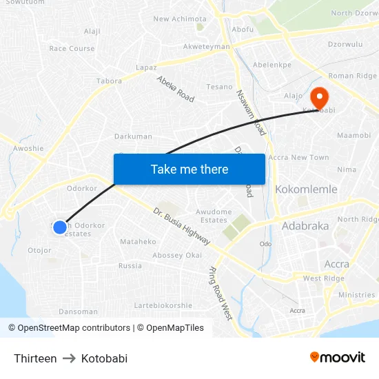 Thirteen to Kotobabi map