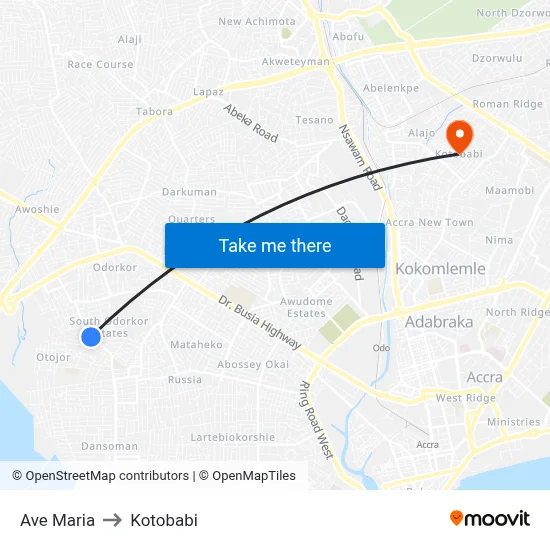 Ave Maria to Kotobabi map