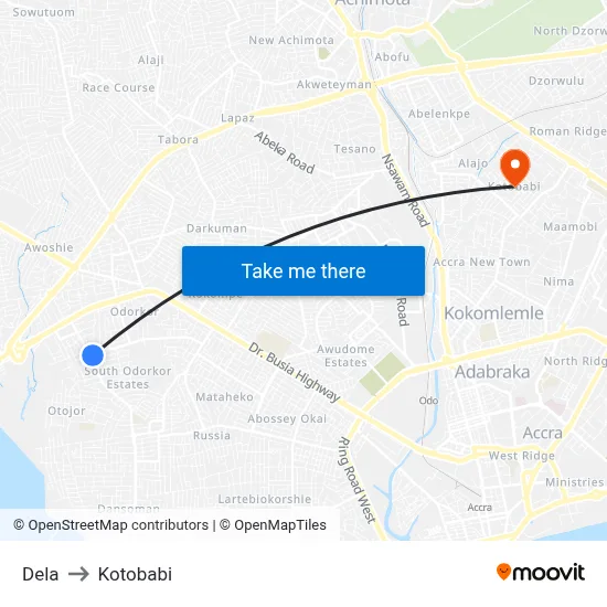 Dela to Kotobabi map